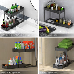 2-Layer Kitchen Sink Storage Rack Countertop Spice Bathroom Shelf
