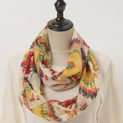 Bohemia Peacock Print Scarf Women Vintage Neckerchief Windproof Wrap