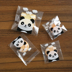100pcs Panda Pattern Macaroon Bags Cartoon Bags Self Adhesive Cookie Bag