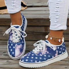 Women's Tie Dye StarPattern Skate Shoes Lightweight Non-Slip Board Shoes