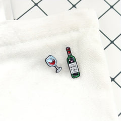 Colorful Enamel Wine Bottle Or Wine Cup Alloy Pin Brooch