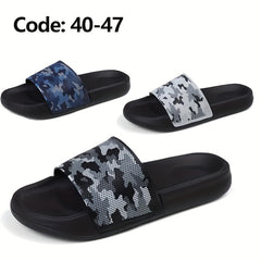 Men's Camo Lightweight Non Slip Open Toe Slides for Beach Summer