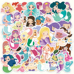 50 Mermaid Stickers For Girls - Mermaid Decals For Laptop Cups Water Bottles