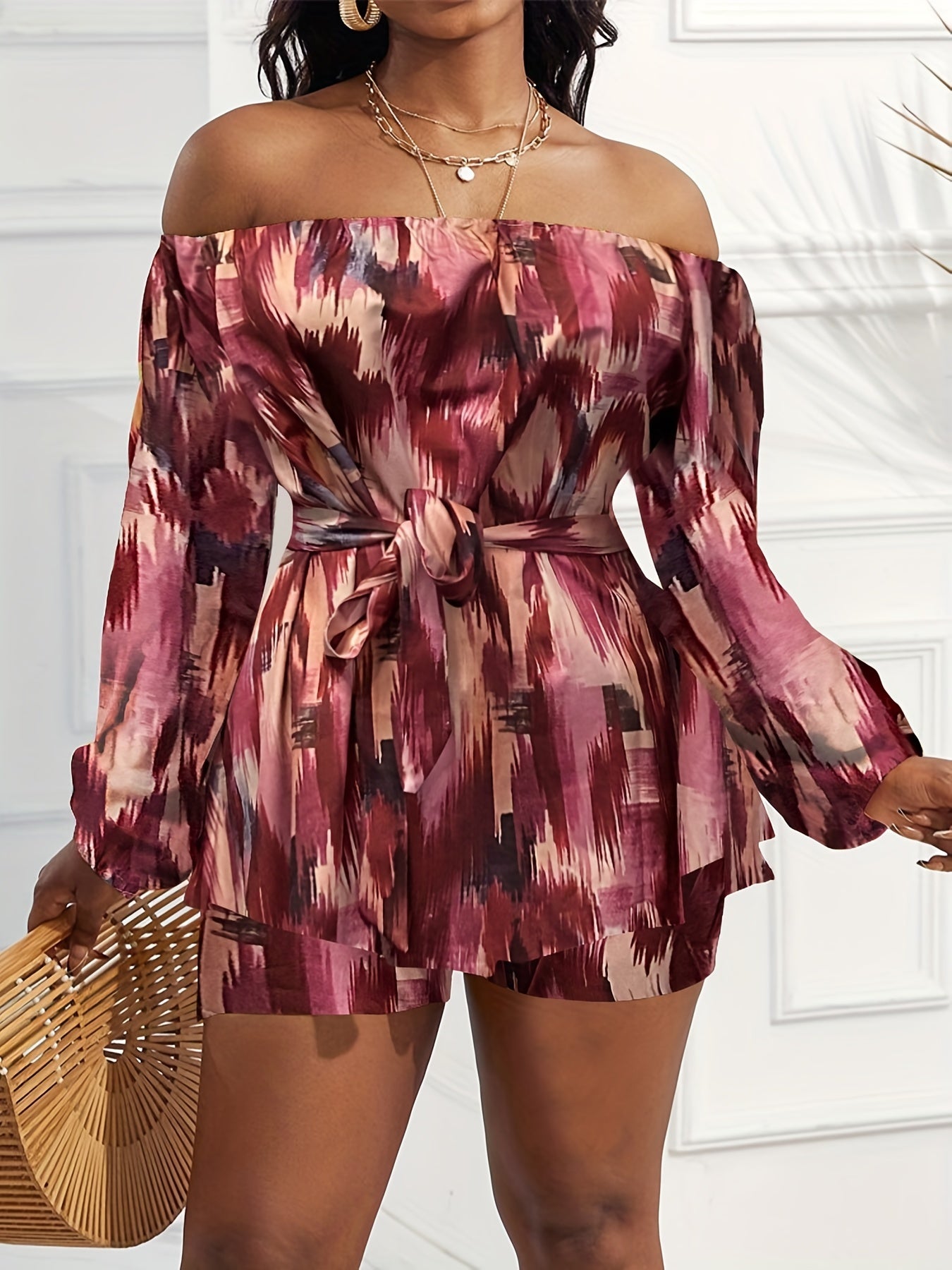 Set: Off Shoulder Peplum Top & Shorts