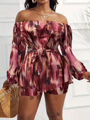 Set: Off Shoulder Peplum Top & Shorts
