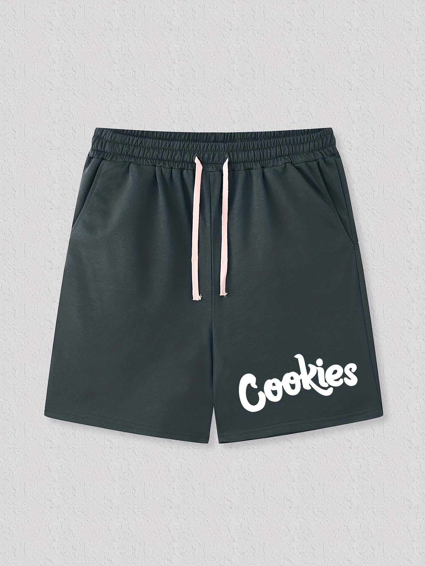 Cookies Letter Print Casual Drawstring Shorts Men's Summer Clothes