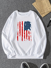 US Flag Print Sweatshirt Men's Casual Pullover Sweatshirt For Spring Fall