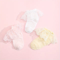 3 Pairs Baby Girls Lace Ruffled Socks Children's Socks