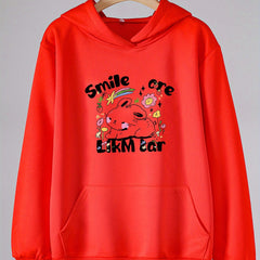 Rabbit Print Hoodie For Girls Kids Casual Pullover Hooded Top