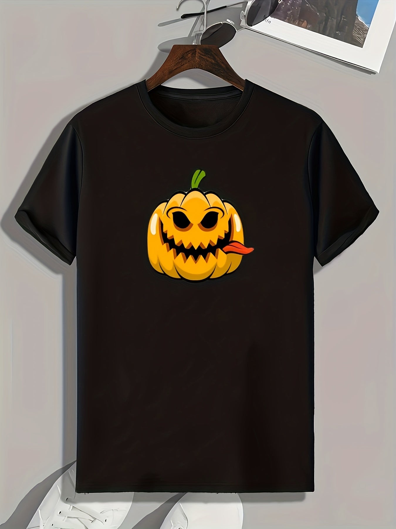 Halloween Pumpkin Print Men's Graphic T-shirt Casual Tee