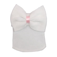 Newborn Infant Bow Decor Striped Knitted Head Wrap Hospital Hat