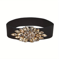 Vintage Rhinestone Crystal Wide Waistband Belt