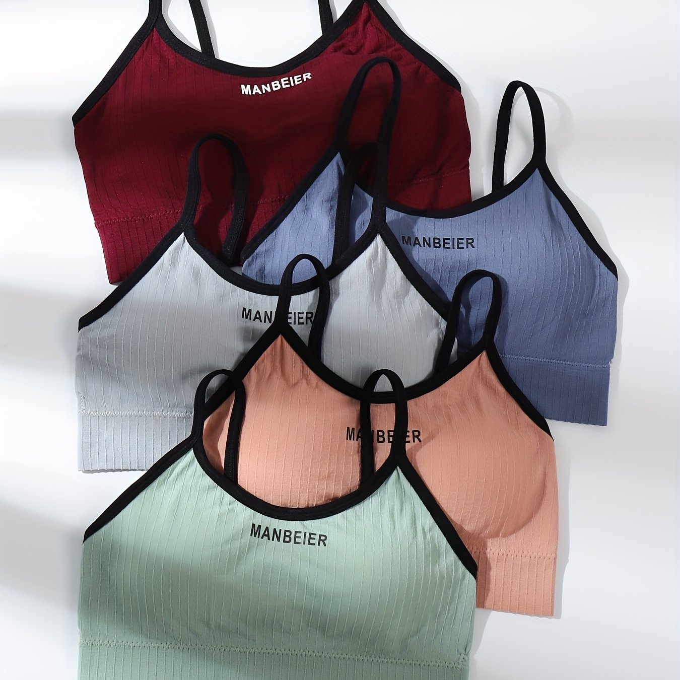 5pcs Letter Print Cami Tops Sports Lingerie Underwear
