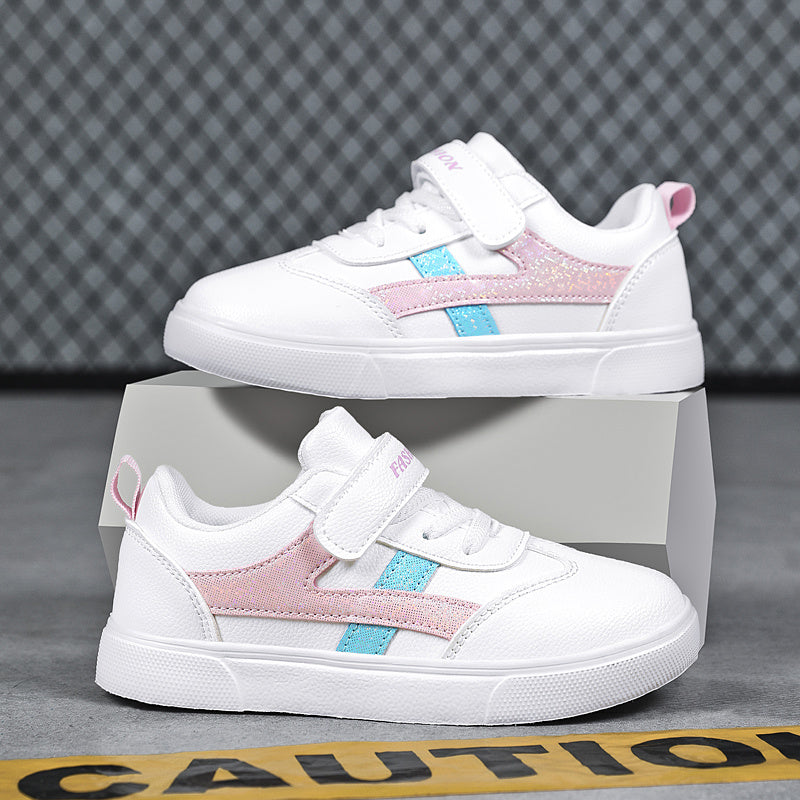 Girls Casual Sneakers Lightweight Breathable Hook And Loop Skate Shoes