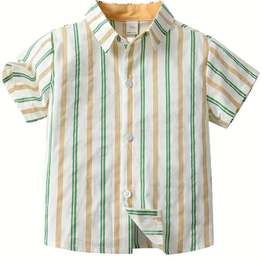 Boys Striped Shirt Preppy Style Summer Kids Clothes