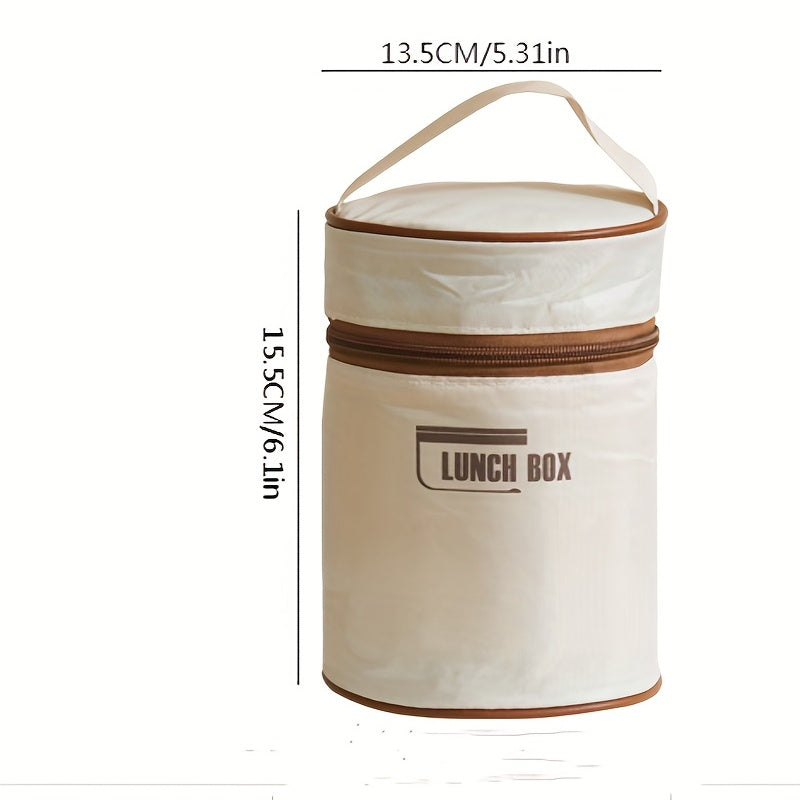 2pcs Stainless Steel Insulated Lunch Box Double layer Portable Meal Box Round