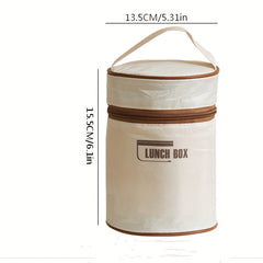 2pcs Stainless Steel Insulated Lunch Box Double layer Portable Meal Box Round