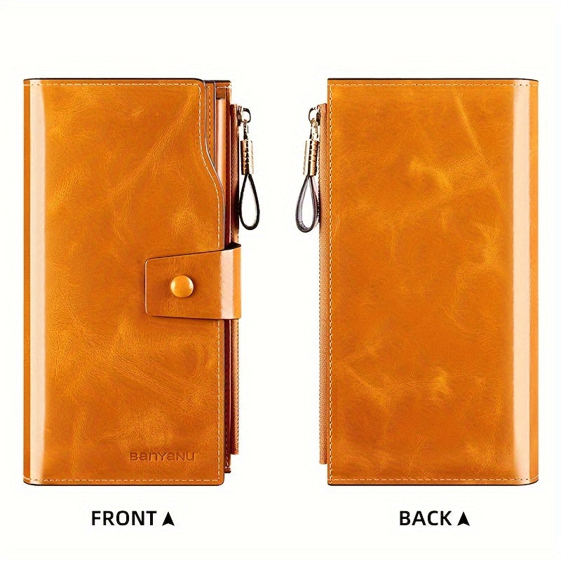 Women's Vintage Style Long Leather Wallet Classic Solid Wallet
