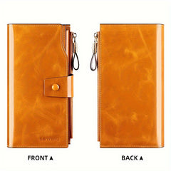 Women's Vintage Style Long Leather Wallet Classic Solid Wallet