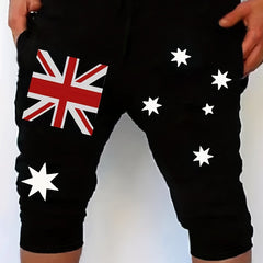 British Flag Comfy Shorts Men s Casual Solid Stretch Knee Long Drawstring Shorts