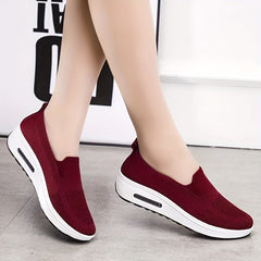 Women's Mesh Platform Sneakers Breathable Slip On Shoes