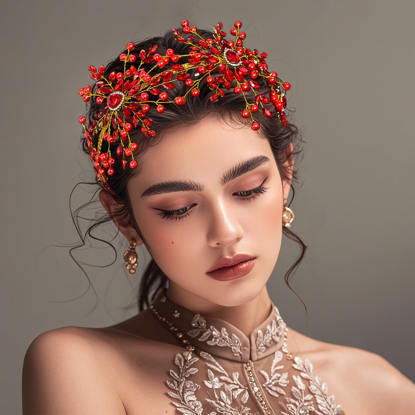 Vintage Flower Rhinestone Headband Bridal Hair Accessory