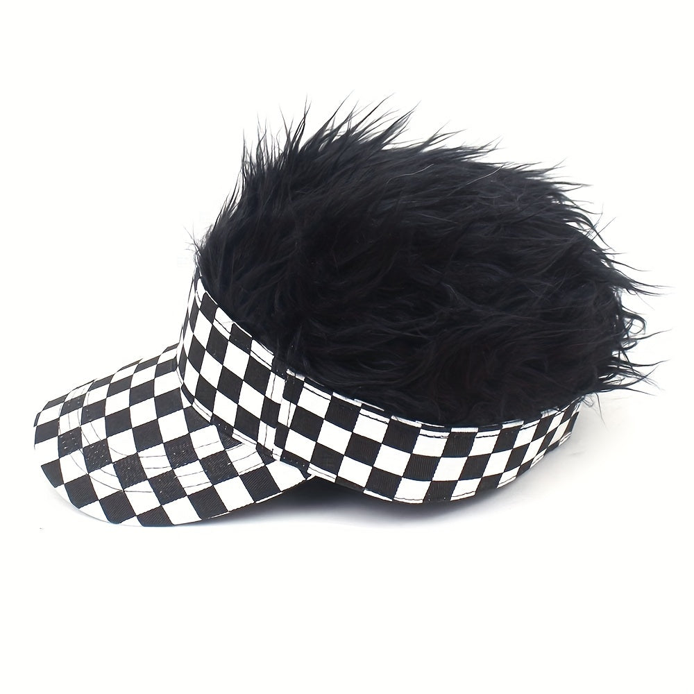 Spiked Baseball Cap Golf Cap Sun Hat With Wig Novelty Sports Cap