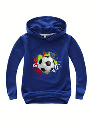 Boys Football Print Hooded Sweatshirt