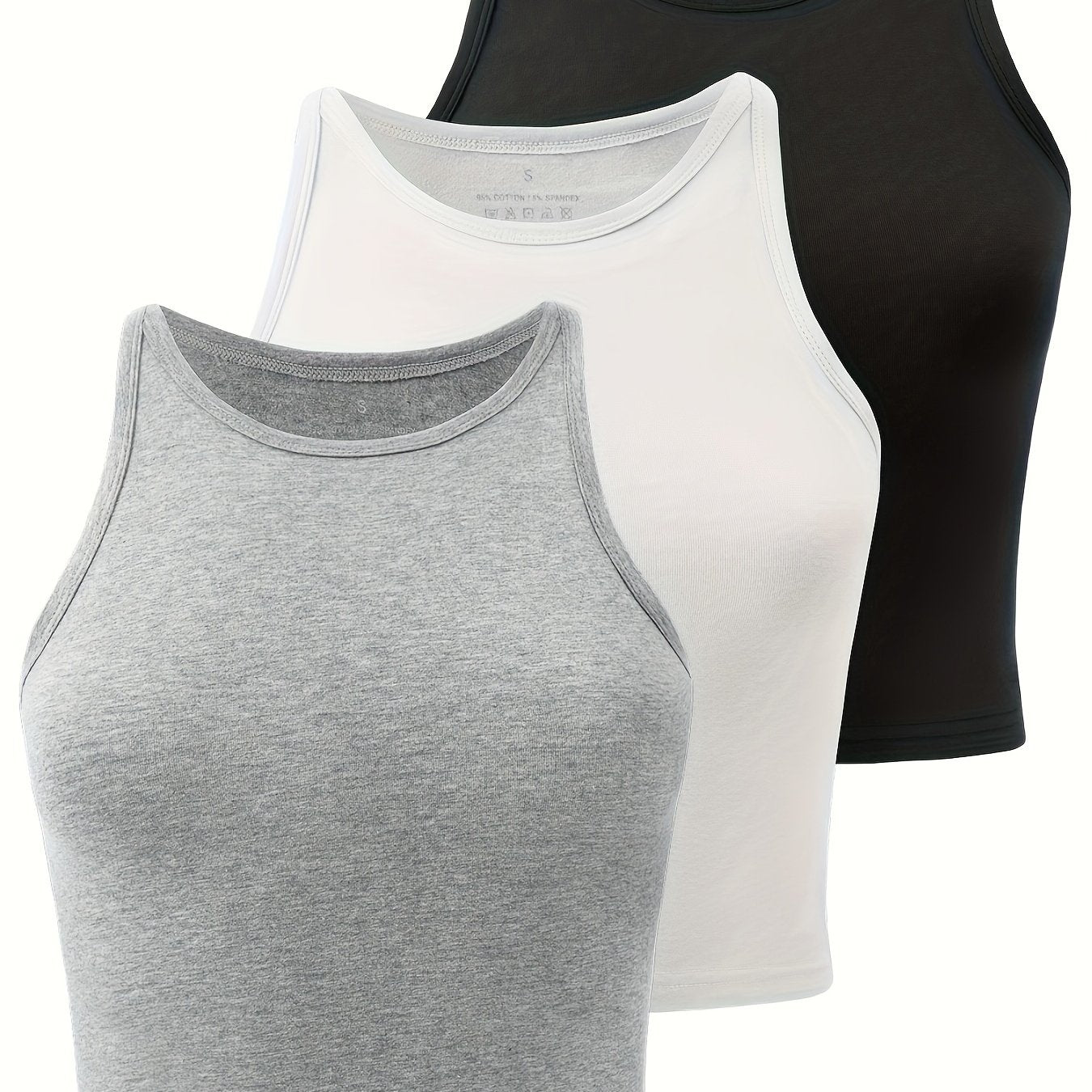 Solid Sleeveless Stretchy Tank Top Workout Gym Cropped Top