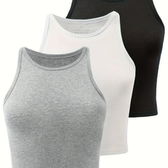 Solid Sleeveless Stretchy Tank Top Workout Gym Cropped Top