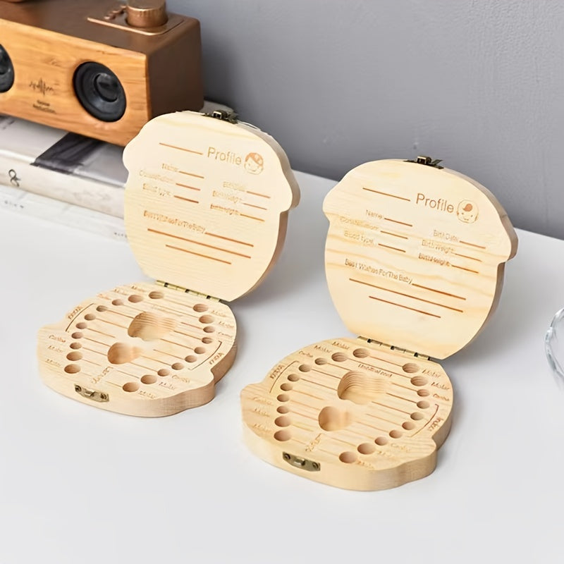 Baby Teeth Keepsake Box Wooden Corrosion Resistant Durable 12x4x1.2in