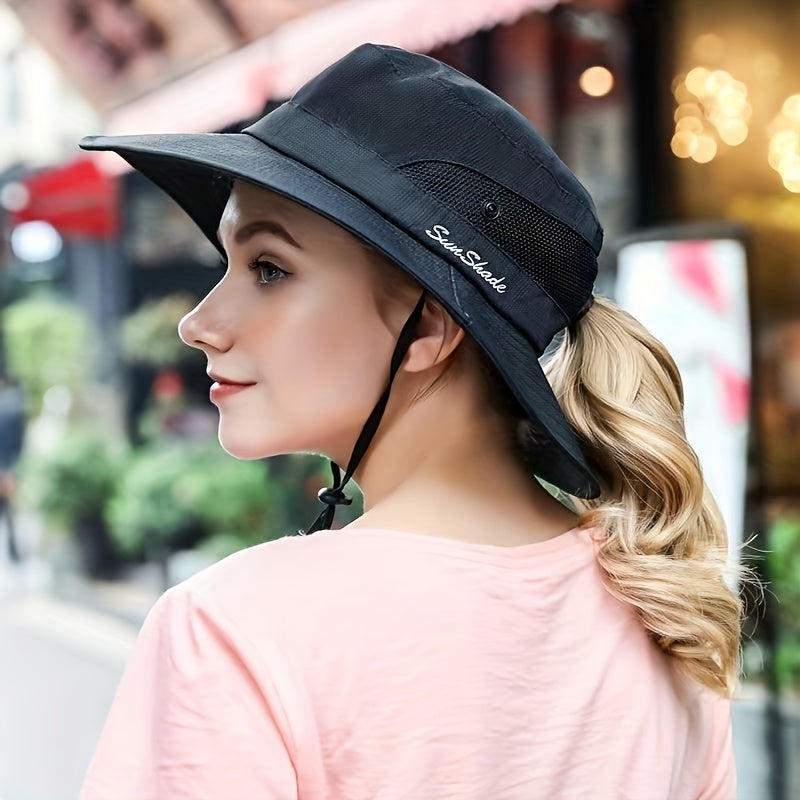 Wide Brim Mesh Boonie Hat UV Protection Fishing Hiking Beach Hat