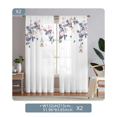 Flower Pattern Sheer Curtain for Living Room