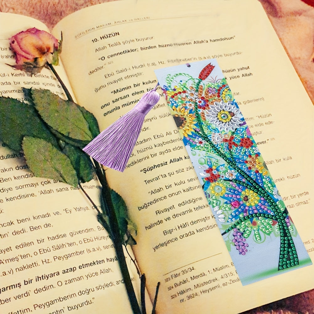 DIY Diamond Painted Leather Tassel Bookmark Embroidery Kit 1pc