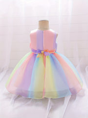 Princess Dress Ruffle Sleeveless Bow Tutu Skirt for Girls Catwalk Birthday Party