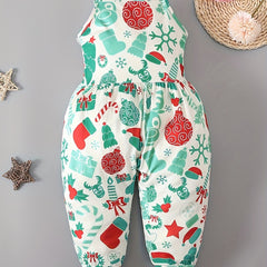 Girls' Christmas Cartoon Cami Jumpsuit Sleeveless Romper