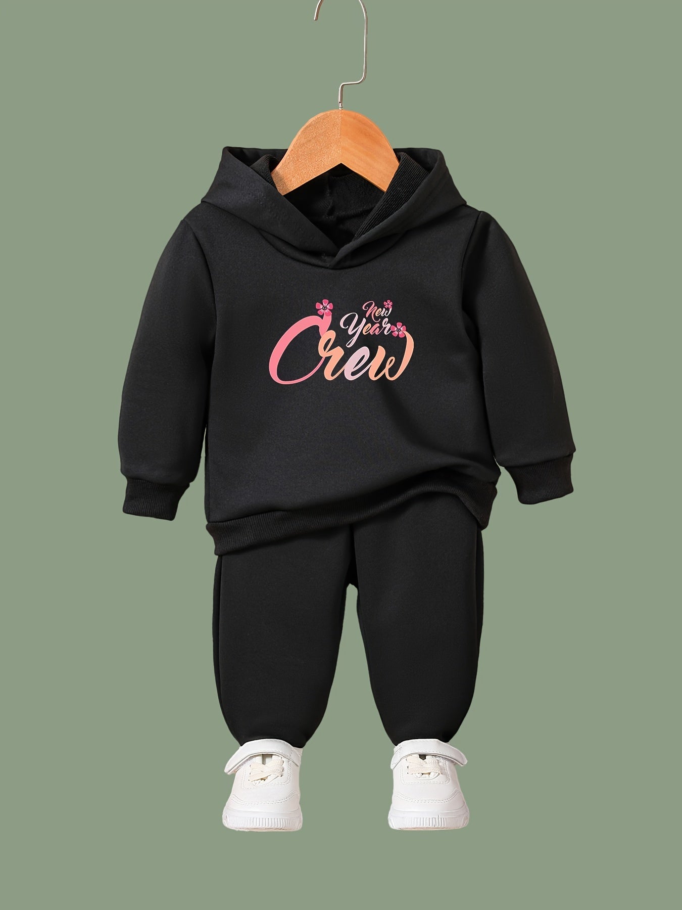 2pcs YEAR CREW Graphic Hoodies Pants Set Outfits Spring Fall Sports Gift
