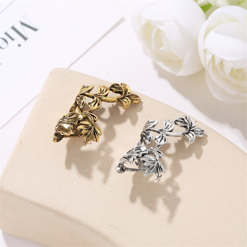 Retro Hollow Flower & Leaf Ear Cuffs Earrings for Girls