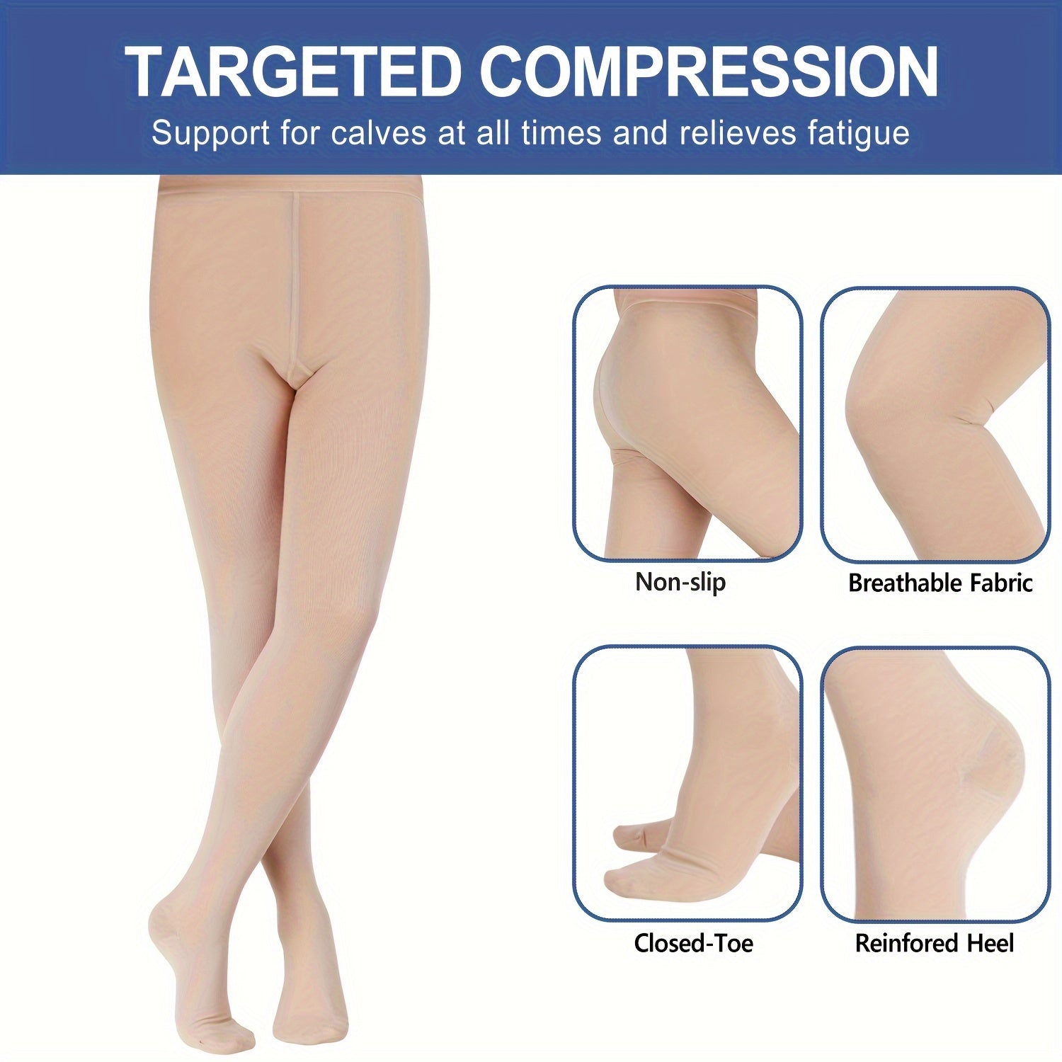 15-20mmHg Compression Pantyhose Thin Closed Toe Size Up