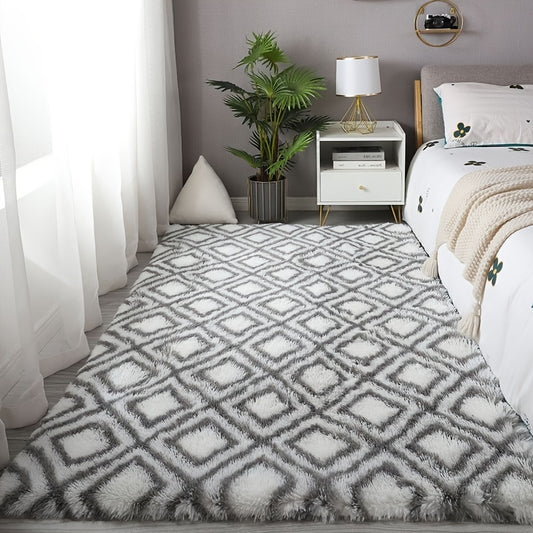 Soft Geometric Patterned Plush Rug for Bedroom 23.6x42.7in