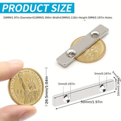 5pcs NdFeB Hardware Strong Magnet 50x10x5mm Square Two Holes