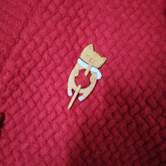 Wooden Animal Sleeping Kitten Brooch For Girls
