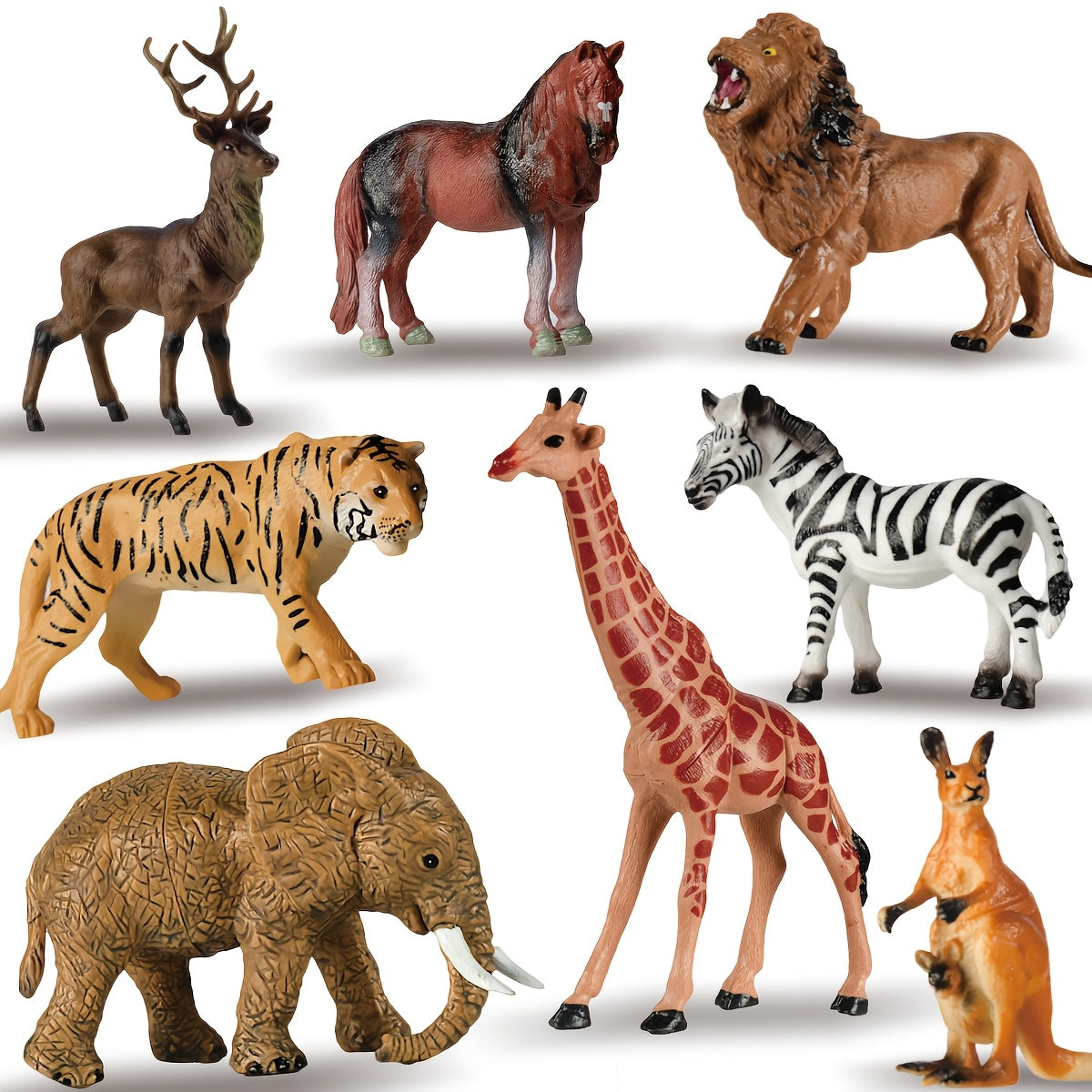 8pcs Jungle Wildlife PVC Toy Set for Kids - Ideal for Learning & Play