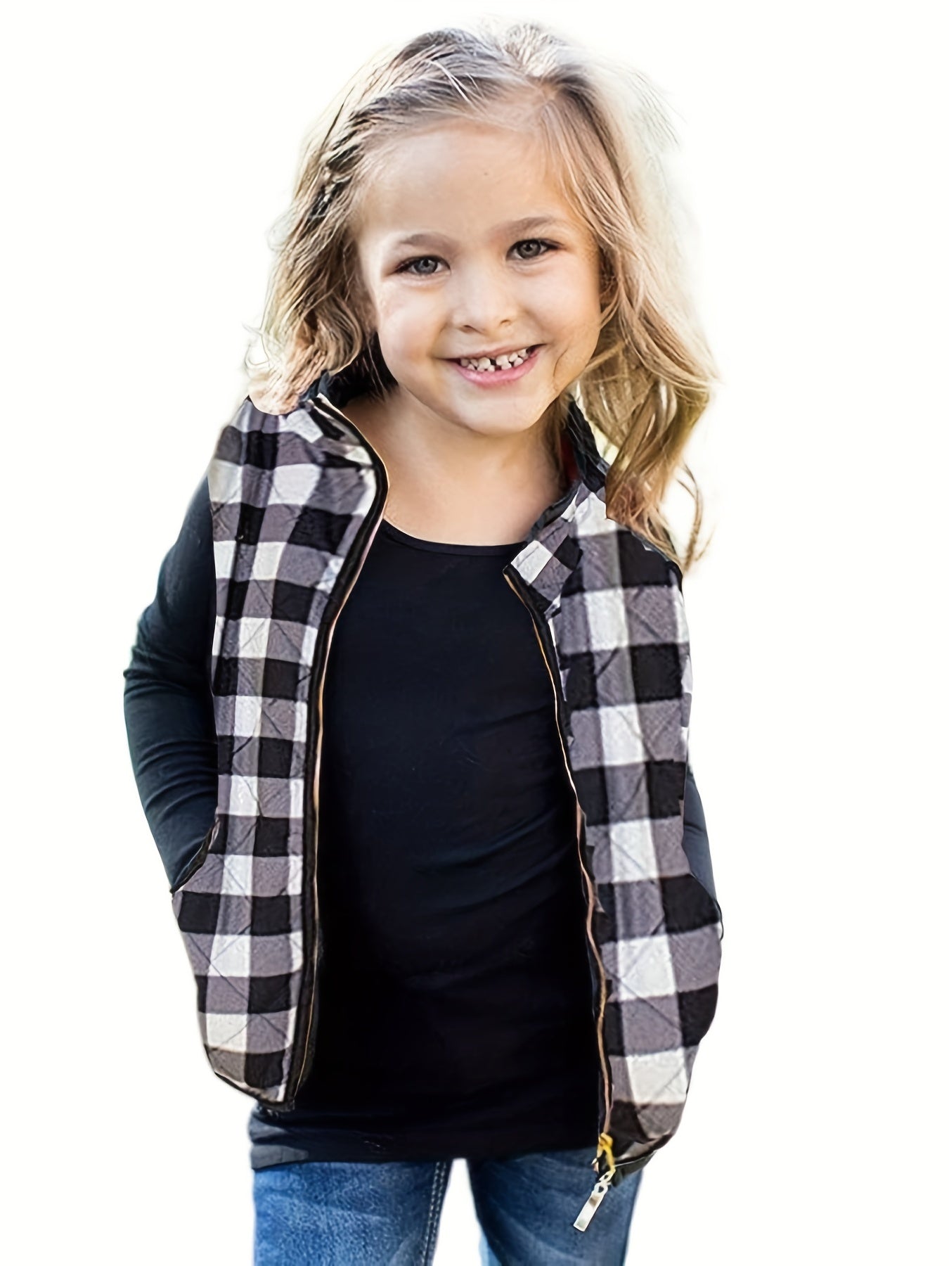 Toddler Girls Christmas Plaid Vest Jacket Coat Winter Warm Clothes