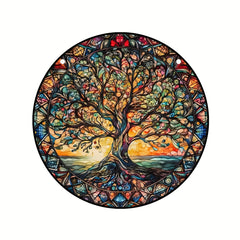 Tree Of Life Window Sunshade Colorful Plastic Thanksgiving Decor