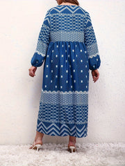Colorblock Geometric Print Casual Dress