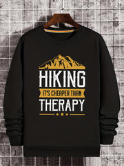 Mountain Hiking Print Sweatshirt Men's Casual Graphic Crew Neck Pullover
