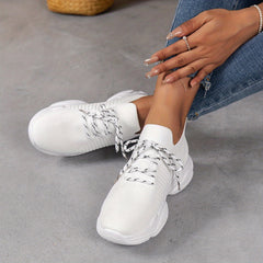 Women's Knit Platform Sneakers Lace Up Outdoor Shoes