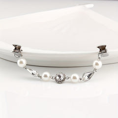 Vintage Faux Pearl Rhinestone Shawl Cardigan Brooch Pin
