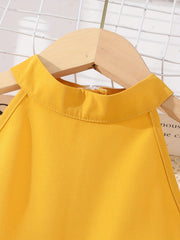 Girls' Bell Bottom Halter Jumpsuit with Belt